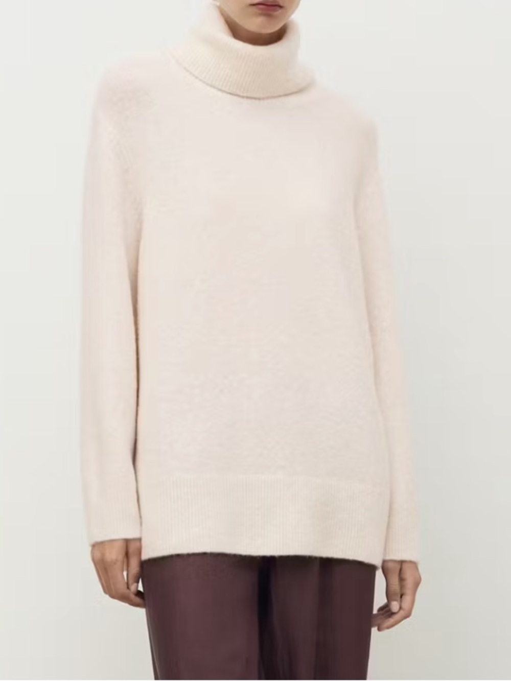 Mango Cream Turtleneck Sweater - Soft Oversized Knit TURTLENECK KNIT SWEATER